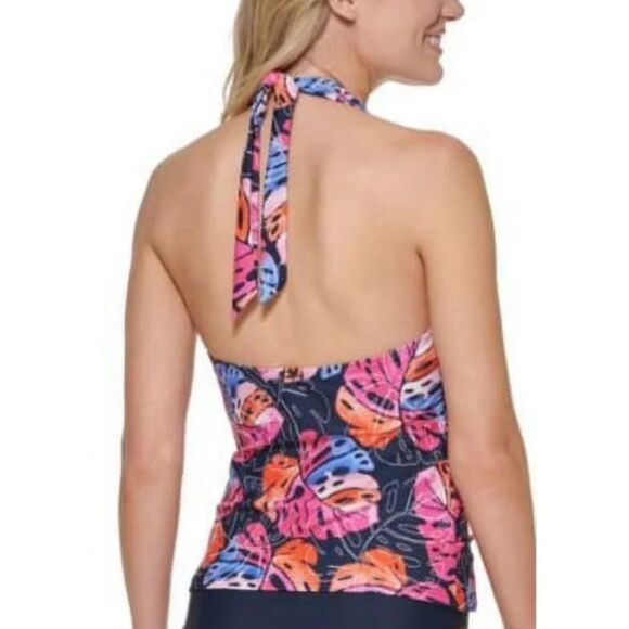 NWT Tommy Hilfiger Monstera Leaf Halter Tankini Top Size XL Multicolor Swim Top - Picture 3 of 12